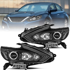 VehicleAid Headlights For 2016-2018 Nissan Altima Black