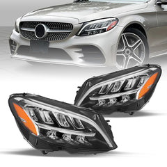 VehicleAid Full LED Headlights For 2019-2021 Mercedes-Benz C-Class W205 C300 C43 AMG Non-AFS