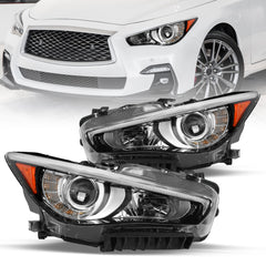 VehicleAid Full LED Headlights For 2014-2022 Infiniti Q50 w/o AFS
