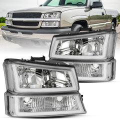 VehicleAid Headlights With U LED DRL For 2007 Chevy Silverado Classic