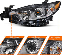 VehicleAid Headlights For 2014-2017 Mazda 6