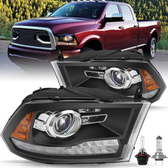 VehicleAid Headlights For 2010-2018 Dodge Ram 2500 3500 Switchback LED Type