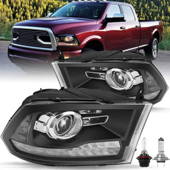 VehicleAid Headlights For 2010-2018 Dodge Ram 2500 3500 Switchback LED Type