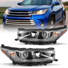 VehicleAid Headlights For 2017-2019 Toyota Highlander SE w/LED DRL Model