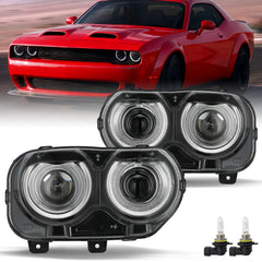 VehicleAid Headlights For 2015-2022 Dodge Challenger Halogen Model