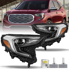 VehicleAid Headlights For 2018-2021 GMC Terrain HID/Xenon Model w/LED DRL