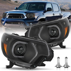 VehicleAid Headlights For 2012-2015 Toyota Tacoma LED DRL Projector Headlamps