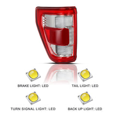 VehicleAid Full LED Taillights For 2021-2023 Ford F150 w/ Blind Spot Chrome