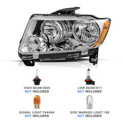 VehicleAid Headlights For 2011-2013 Jeep Grand Cherokee