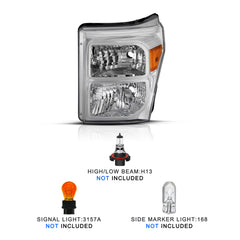 VehicleAid Headlights For 2011-2016 Ford F250 F350 F450 F550 Super Duty
