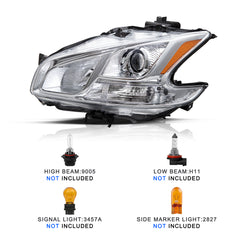 VehicleAid Headlights For 2009-2014 Nissan Maxima Chrome