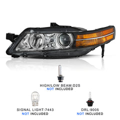 VehicleAid Headlights For 2007-2008 Acura TL Base/Navigation Model HID Xenon Type