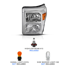 VehicleAid Headlights For 2011-2016 Ford F250 F350 F450 F550 Super Duty