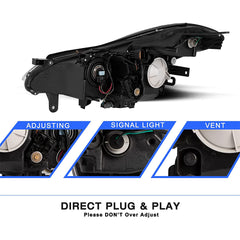 VehicleAid Headlights For 2008-2017 Infiniti EX35/EX37/QX50