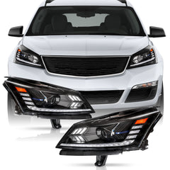 VehicleAid Full LED Projector Headlights For 2013-2017 Chevy Traverse