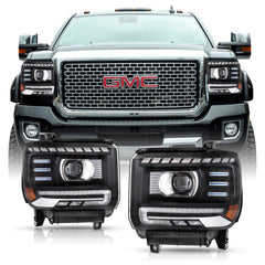 VehicleAid Full LED Performance Headlights For 2014-2019 GMC Sierra