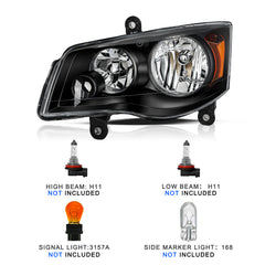 VehicleAid Headlights For 2011-2020 Dodge Grand Caravan