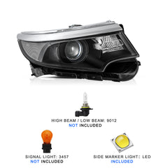 VehicleAid Headlights For 2011-2014 Ford Edge Halogen Model