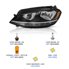 VehicleAid Headlights For 2018-2020 Volkswagen VW Golf & GTI