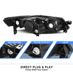 VehicleAid Headlights For 2007-2008 Acura TL Base/Navigation Model HID Xenon Type