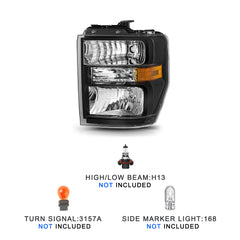 VehicleAid Headlights For 2008-2014 Ford E150 E250