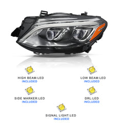 VehicleAid Full LED Headlights For 2016-2019 Mercedes-Benz GLE W166 GLE350 GLE400 GLE450 GLE500 GLE550