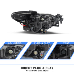 VehicleAid Full LED Headlights For 2018-2021 Mazda 6 Without AFS