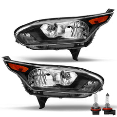 VehicleAid Headlights For 2014-2018 Ford Transit Connect Black