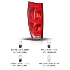 VehicleAid Taillights For 2002-2006 Chevy Avalanche 1500 2500