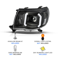 VehicleAid Headlights For 2005-2011 Toyota Tacoma With LED DRL