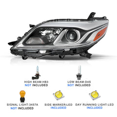VehicleAid Headlights For 2015-2020 Toyota Sienna HID Xenon w/LED DRL