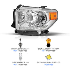 VehicleAid Headlights For 2014-2021 Toyota Tundra with Level Adjuster with LED DRL