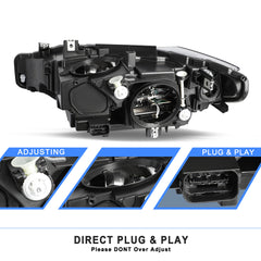 VehicleAid Headlights For 2016-2018 BMW 3 Series 320i 330i 340i 328i 328d xDrive OE Halogen Model
