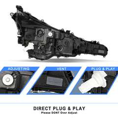 VehicleAid Headlights For 2023-2024 Toyota Corolla L/LE