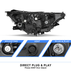VehicleAid Headlights For 2022-2024 Toyota RAV4 LE XLE with LED Hi-Lo Beam Models