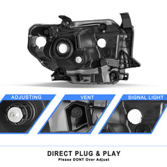 VehicleAid Headlights For 2014-2021 Toyota Tundra with Level Adjuster