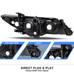 VehicleAid Projector Headlights For 2012-2014 Toyota Camry