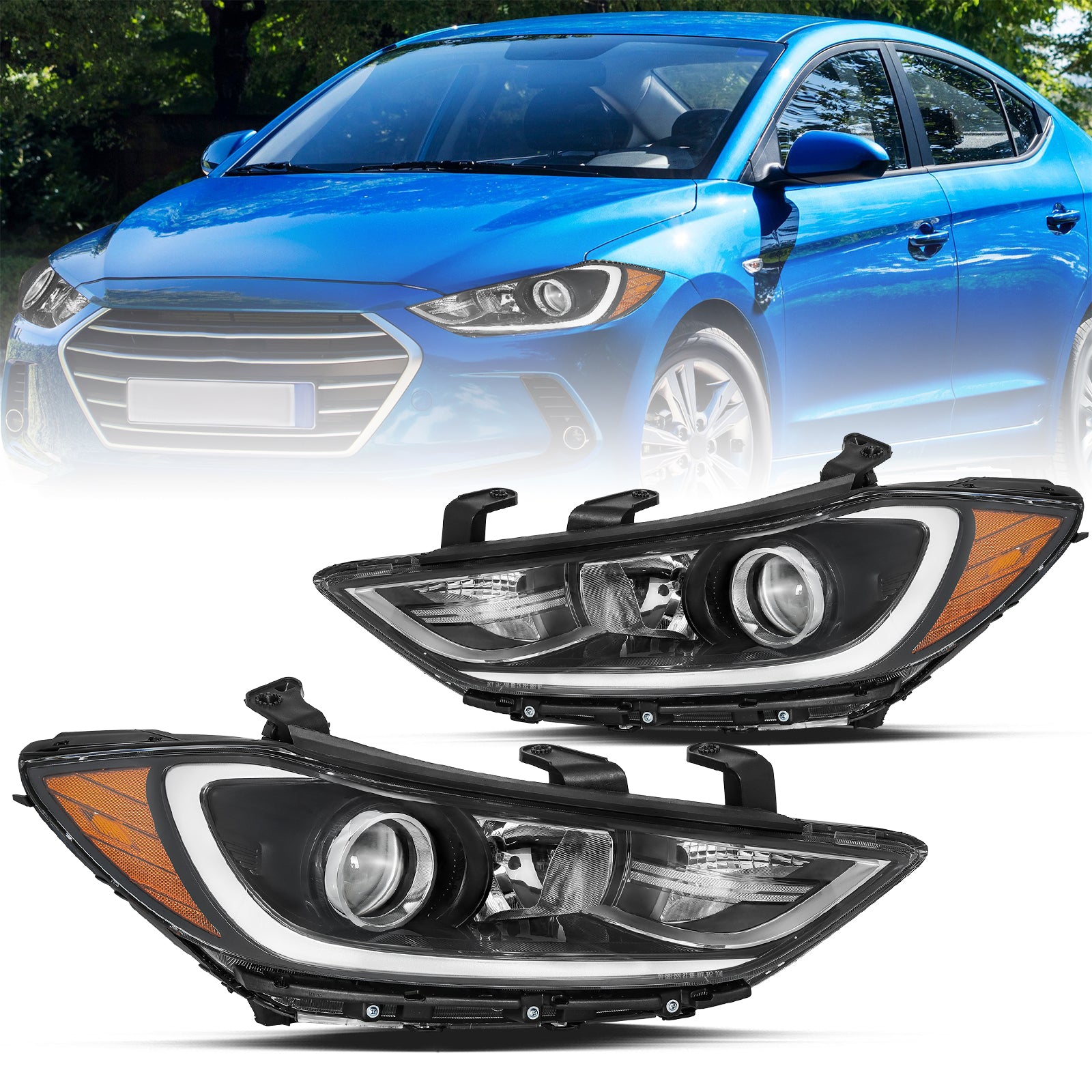 VehicleAid Headlights For 2017-2018 Hyundai Elantra
