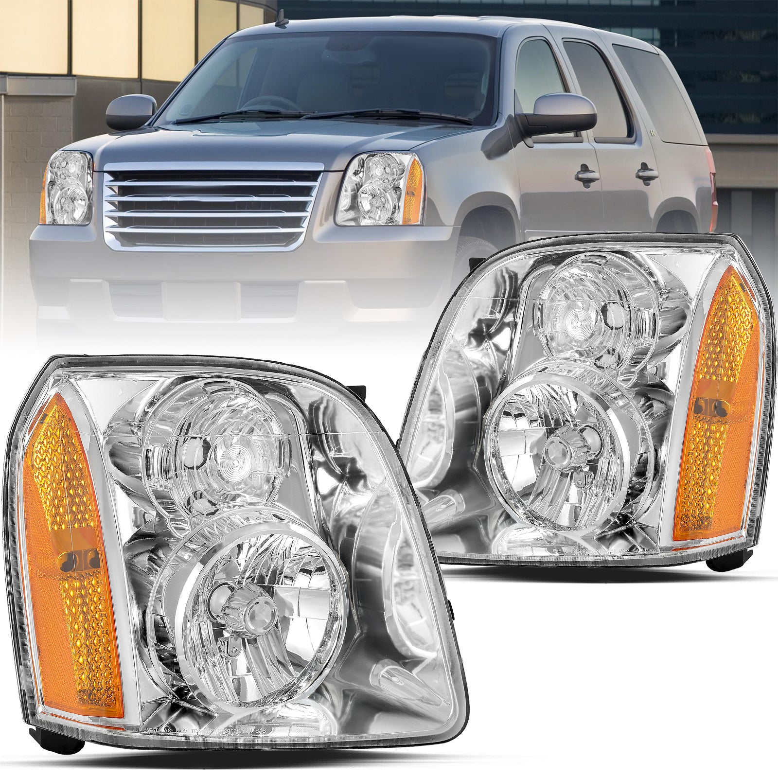 VehicleAid Headlights For 2008-2014 GMC Yukon Hybrid