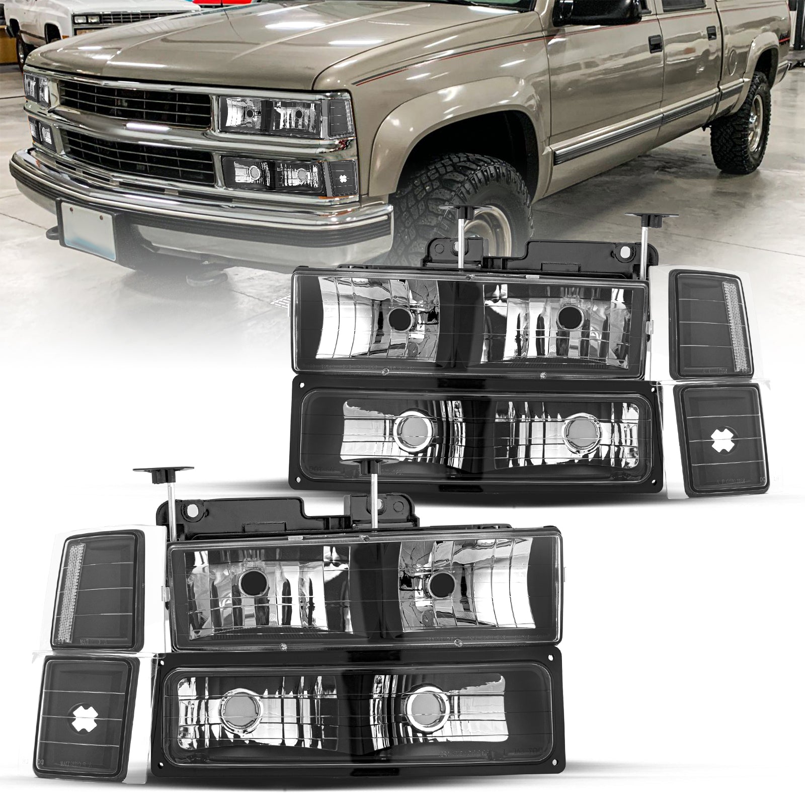VehicleAid Headlights For 1994-1999 Chevy C1500 K1500