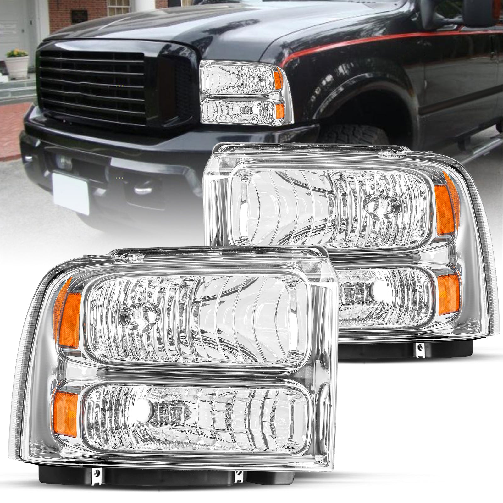 VehicleAid Headlights For 1999-2004 Ford F250 F350 F450 F550 Super Duty