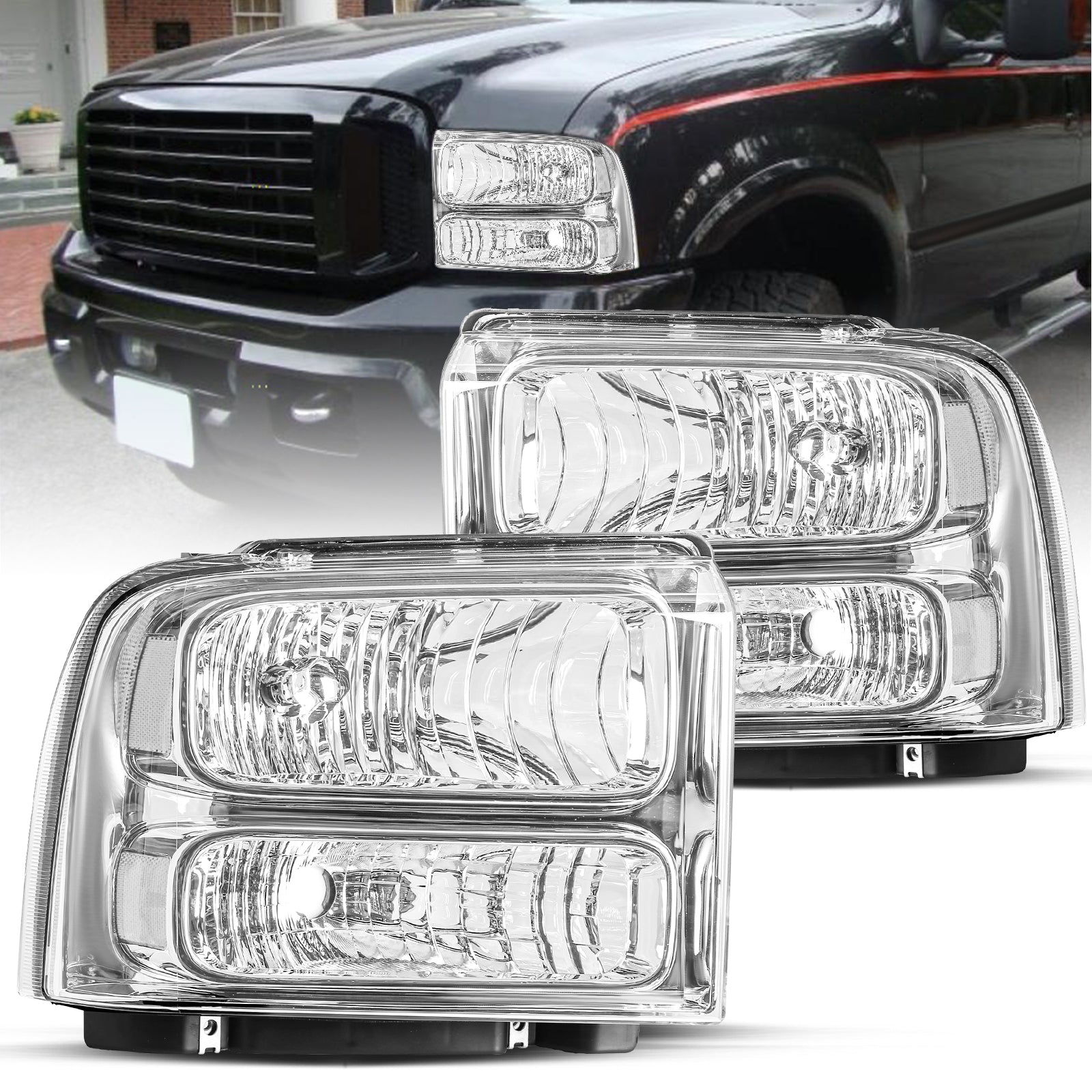 VehicleAid Headlights For 1999-2004 Ford F250 F350 F450 F550 Super Duty