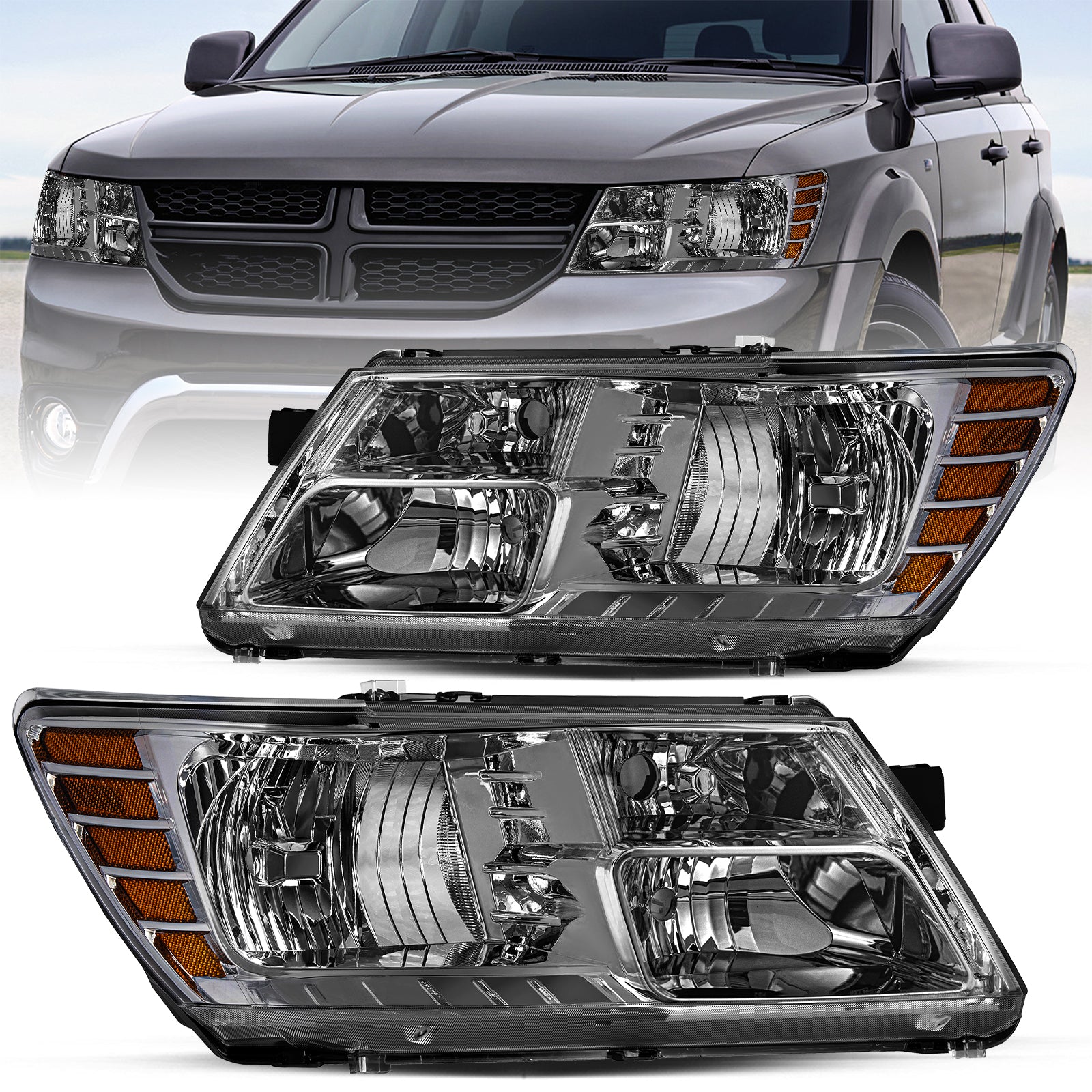 VehicleAid Headlights For 2009-2020 Dodge Journey