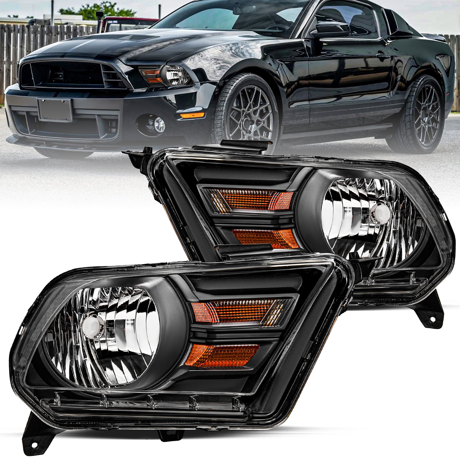 VehicleAid Headlights For 2010-2014 Ford Mustang