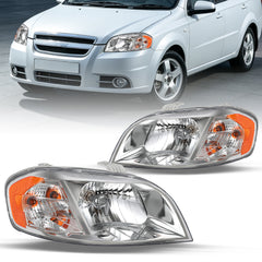 VehicleAid Halogen Headlights For 2007-2011 Chevy Aveo/2007-2009 Pontiac Wave/2009 Pontiac G3