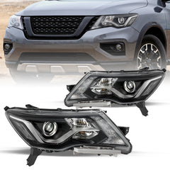 VehicleAid Headlights For 2017-2020 Nissan Pathfinder Halogen Projector w/LED DRL