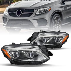 VehicleAid Full LED Headlights For 2016-2019 Mercedes-Benz GLE W166 GLE350 GLE400 GLE450 GLE500 GLE550