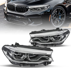 VehicleAid Full LED Headlights For 2017-2020 BMW 5 Series G30 G31 M5 540i 530i w/LED DRL
