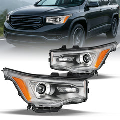 VehicleAid Headlights For 2017-2019 GMC Acadia Halogen w/LED DRL W/o ALL TERRAIN PKG