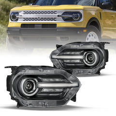 VehicleAid Full LED Headlights For 2021-2024 Ford Bronco Sport w/ LED Signature Lighting